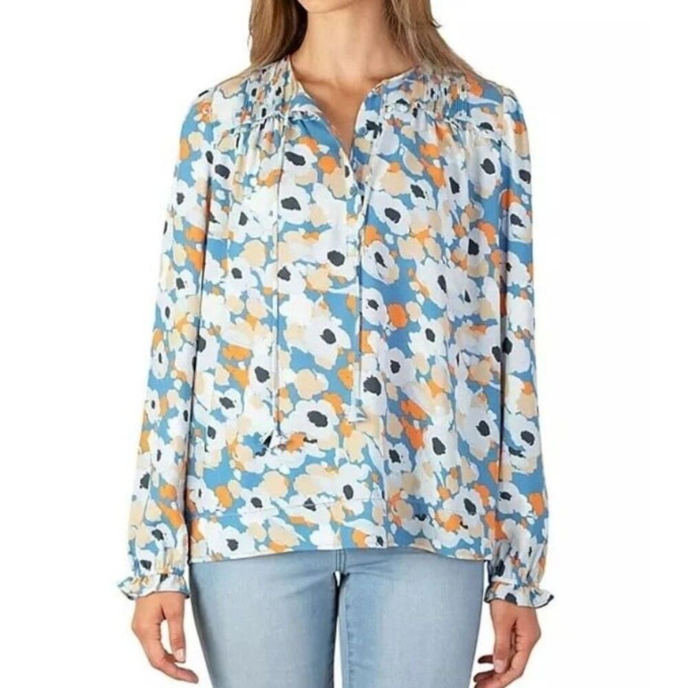 JOIE Colorful Sz XS Casual or Dress Long Sleeve FLORAL FIELD Roomy Flowy Blouse
